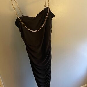 Wild Fable Black Ruched Bodycon dress with chain detail